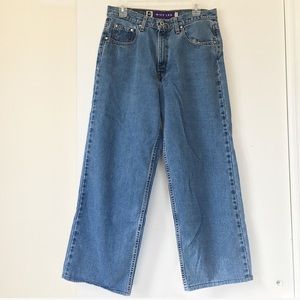 Y2K Silver Tab High Waist Wide Leg Jeans